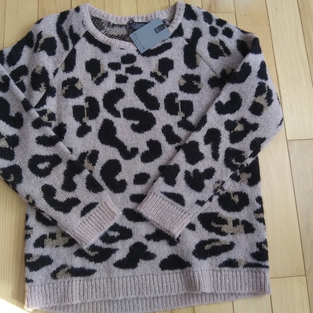 New Elsamanda  rose animal print Alpaca Blend sweater L